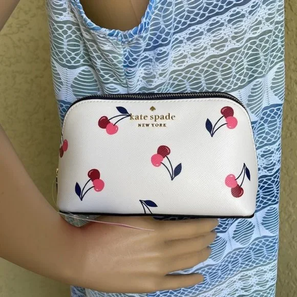 Kate Spade Dancing Cherrie Small Cosmetic Case Cream Multi - Picture 13 of 16